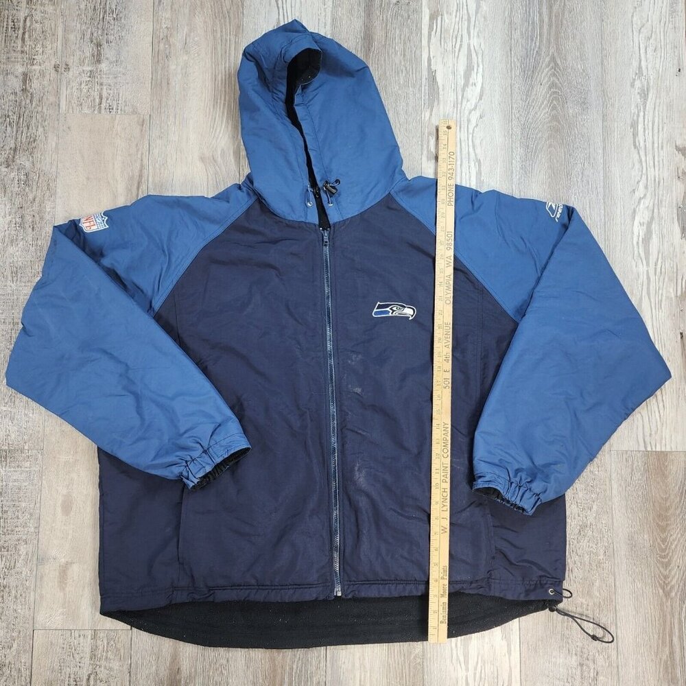 Seattle Seahawks NFL Football Reebok Jacket Hoodie Zip Up Fleece Inside Vintage